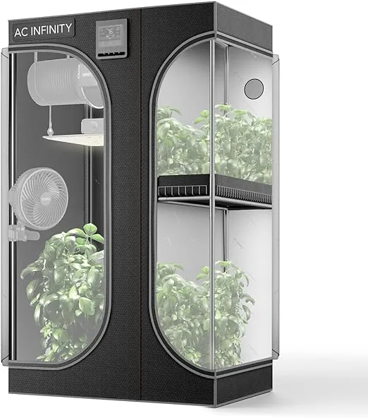 AC Infinity CLOUDLAB 632D 2-in-1 Advance Grow Tent, 36”x24”x72” Thickest 1 in. Poles, Highest Density 2000D Diamond Mylar Canvas, 3x2 for Hydroponics Indoor Growing