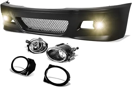 DNA Motoring FBP-FL-003 BMW E46 3-Series Unpainted ABS M3 Style Front Bumper + Mesh Grille + Fog Light