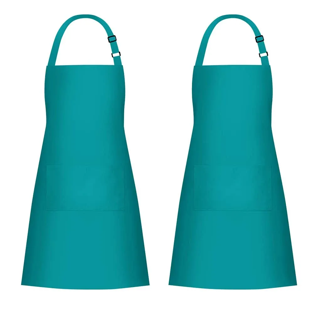 Jubatus 2 Pack 100% Cotton Aprons with 2 Pockets Cooking Chef Kitchen Adjustable Bib Apron for Women Men