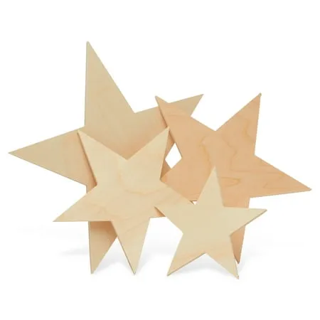 Wooden Star Shapes 12 Inch Large Patriotic Natural Wood Cutouts Bag of 10 Unfinished DIY Craft Wall Decor by Woodpeckers