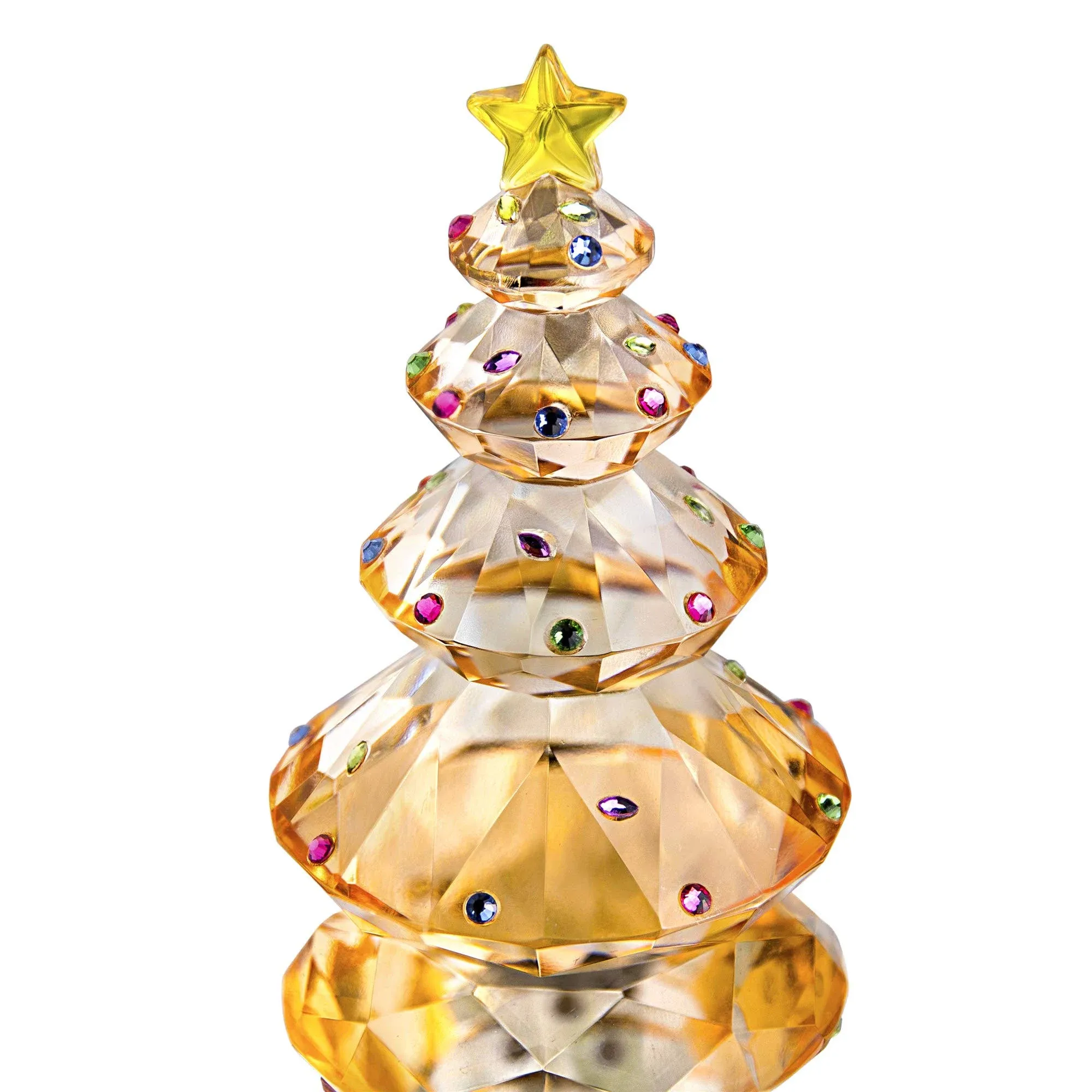 QFkris Crystal Christmas Tree Figurine Glass Paperweight Table Ornament Christmas ...