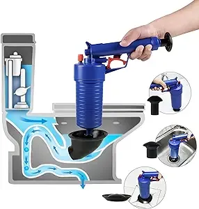 ETERNA Air Drain Blaster, Sink Plunger, Air Power Toilet Plunger, Manual Pump Cleaner,Pipe Blaster, High Pressure Plunger for Bath/Toilet/Sink/Floor Drain/Kitchen Clogged Pipe