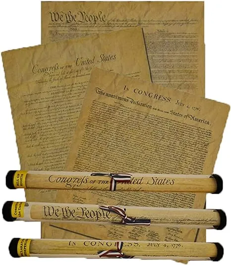 Documents of Freedom Bundle. FULL SIZE Declaration of Independence, United States Constitution and the Bill of Rights.