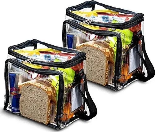 sp home goods Stadium Approved Clear lunch Bag with Adjustable Strap, front storage compartment, and mesh pockets