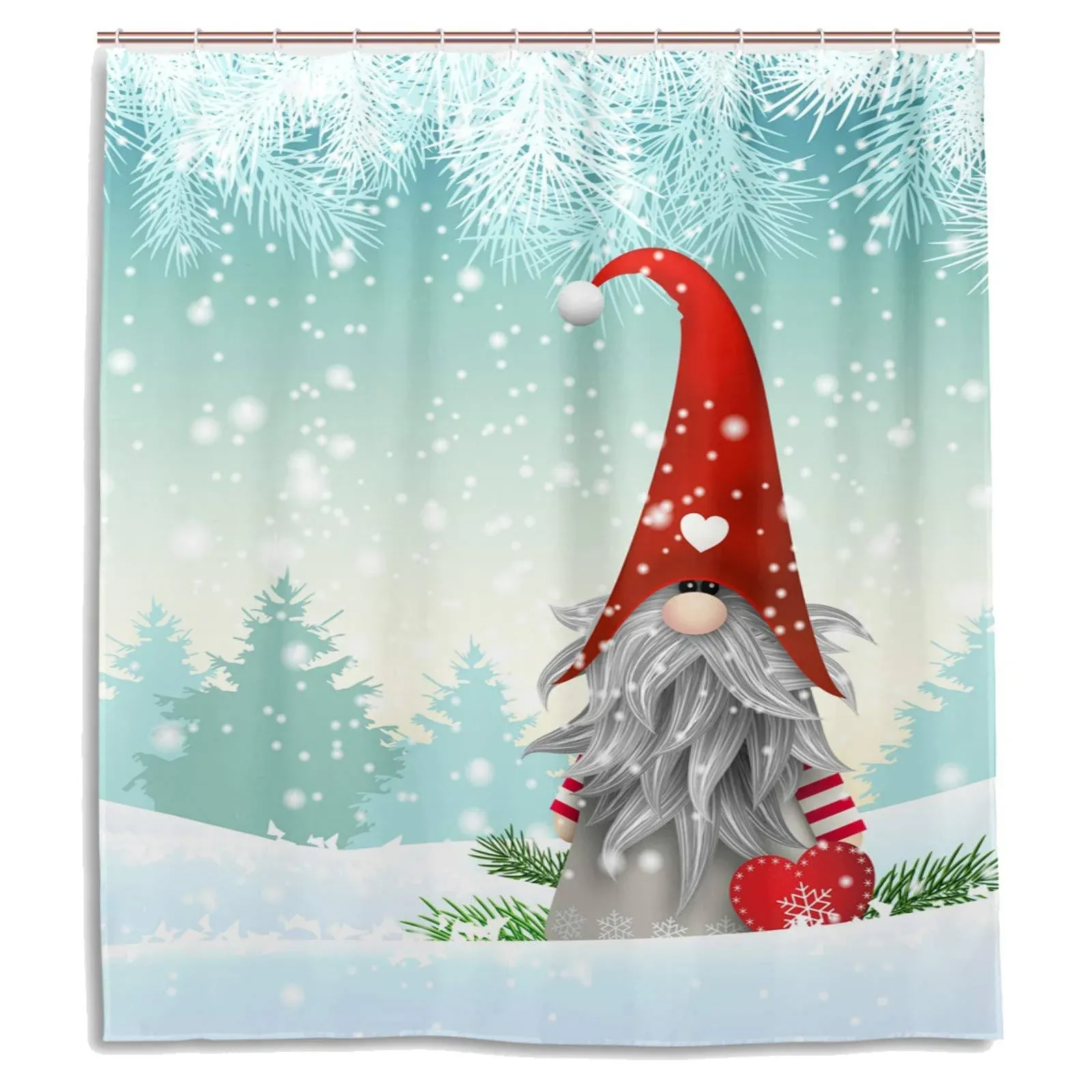 Winter Gnome Shower Curtain For Bathroom Lovely Christmas Gnomes Let It Snow Fab