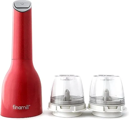 FinaMill's Award-Winning Battery Operated Salt and Pepper Grinder Set - Adjustable Coarseness, Ceramic Grinding Elements, LED Light, Perfect for Home Cooking & Gifting - 2 Quick-Change ProPlus Pods