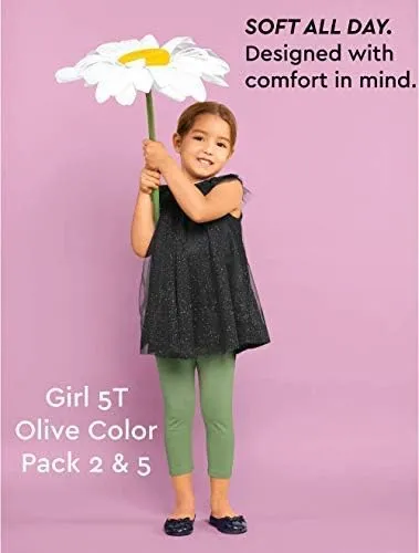 MISS POPULAR 5-Pack Girls Leggings Sizes 4-16 Soft Comfortable Cotton Spandex with Elastic Waistband Many Colors