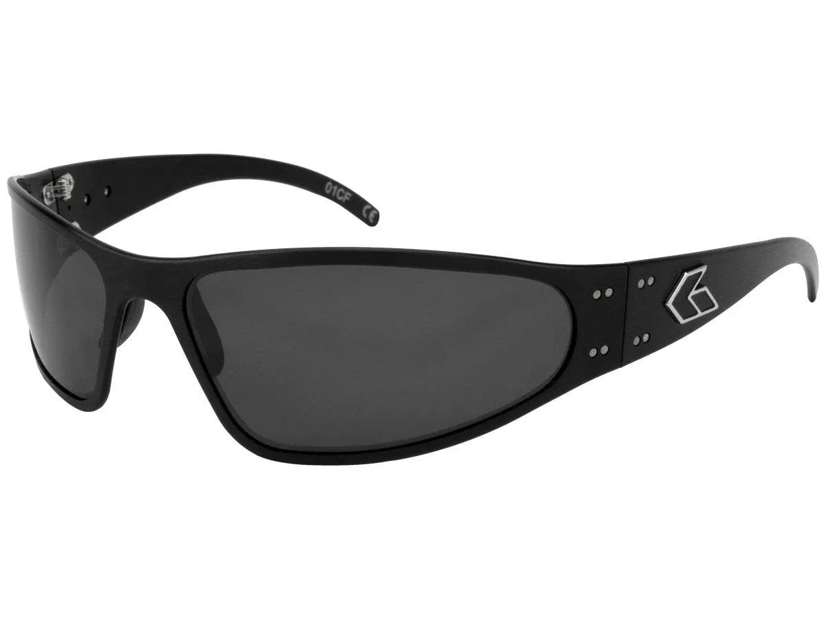 Gatorz Eyewear, Magnum Model, Aluminum Frame Sunglasses - Black/Smoked Polarized Lens