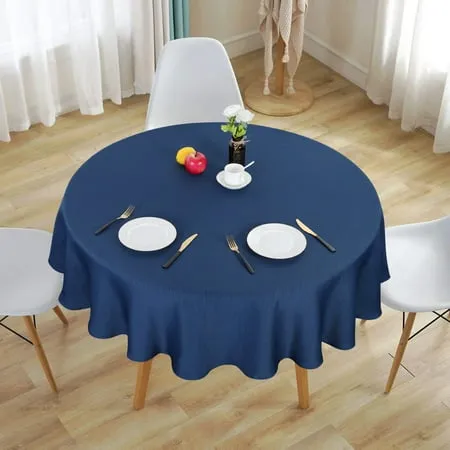 Haperlare 70 Round Tablecloth Spillproof Wrinkle Resistant Table Cloths for Parties Dining Room Holiday Decoration Navy Blue 1 Set