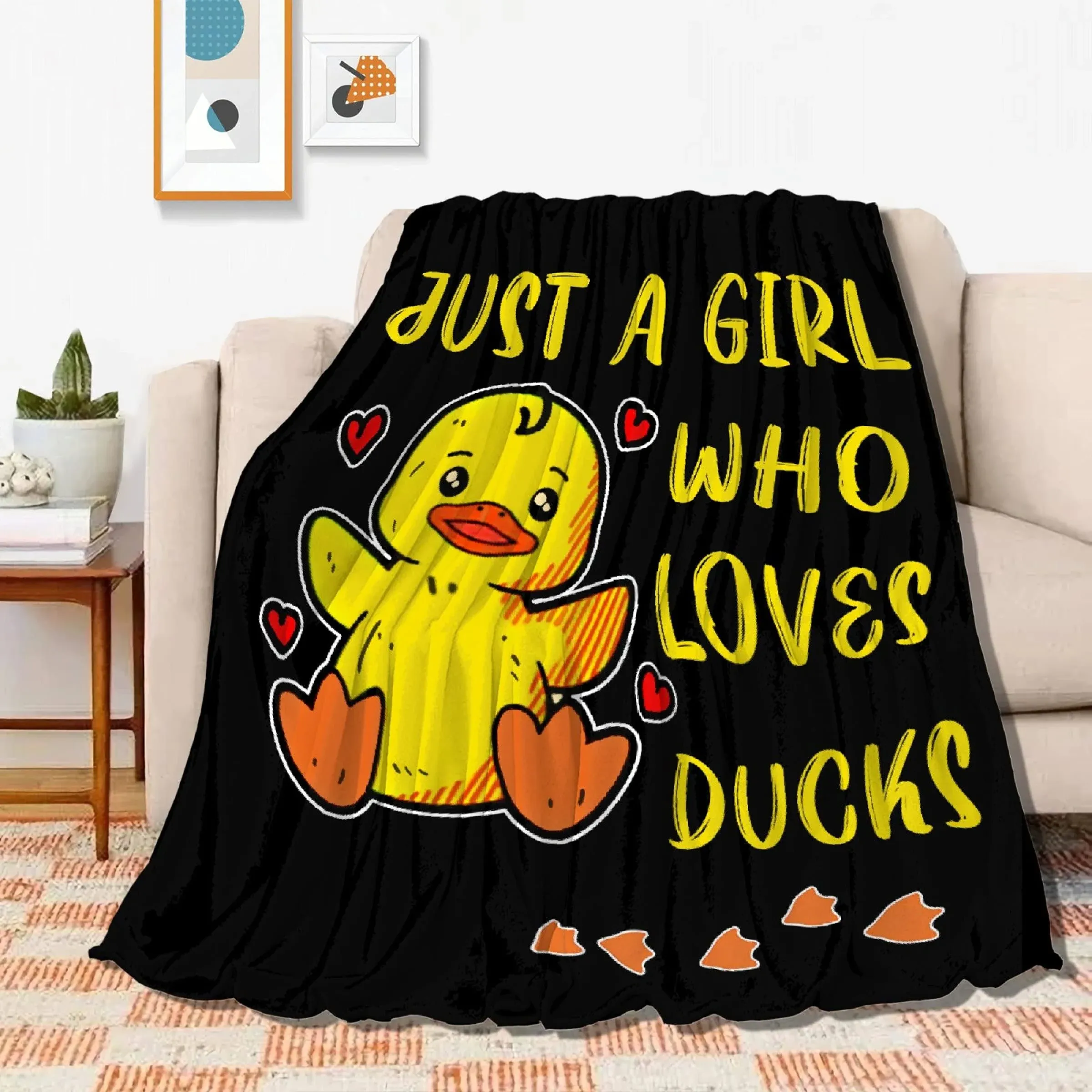 Just Girl Loves Ducks Blanket Soft Blankets and Throws Flannel Cozy Lightweight Quilt Gift Perfect for Bed Sofa Couch-80 x60 Large for Adult