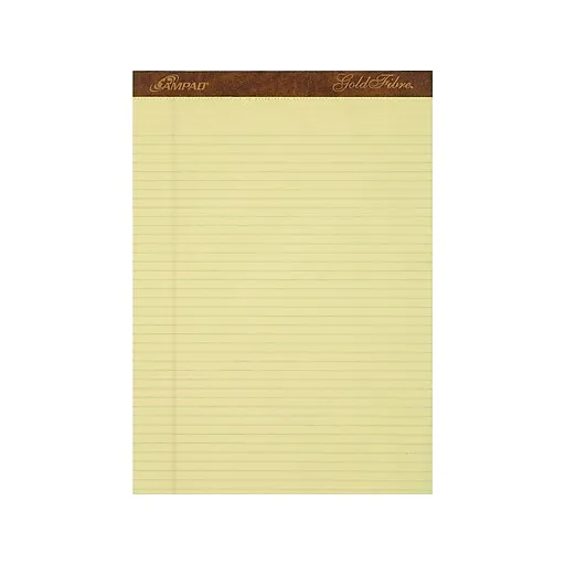 Ampad Gold Fibre Writing Pads, Narrow Rule, 8.5 x 11.75, Canary, 50 Sheets, Dozen