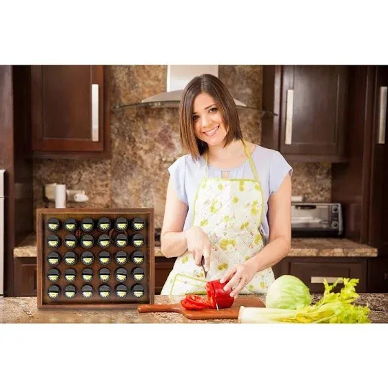 Wooden Spice Rack - Spice Rack Organizer With 60 3.5oz Spice Jars- 6 Tier Seasoning Storage Rack for Kitchen Cabinet and Drawer - White (25 x 17.5 Inches)