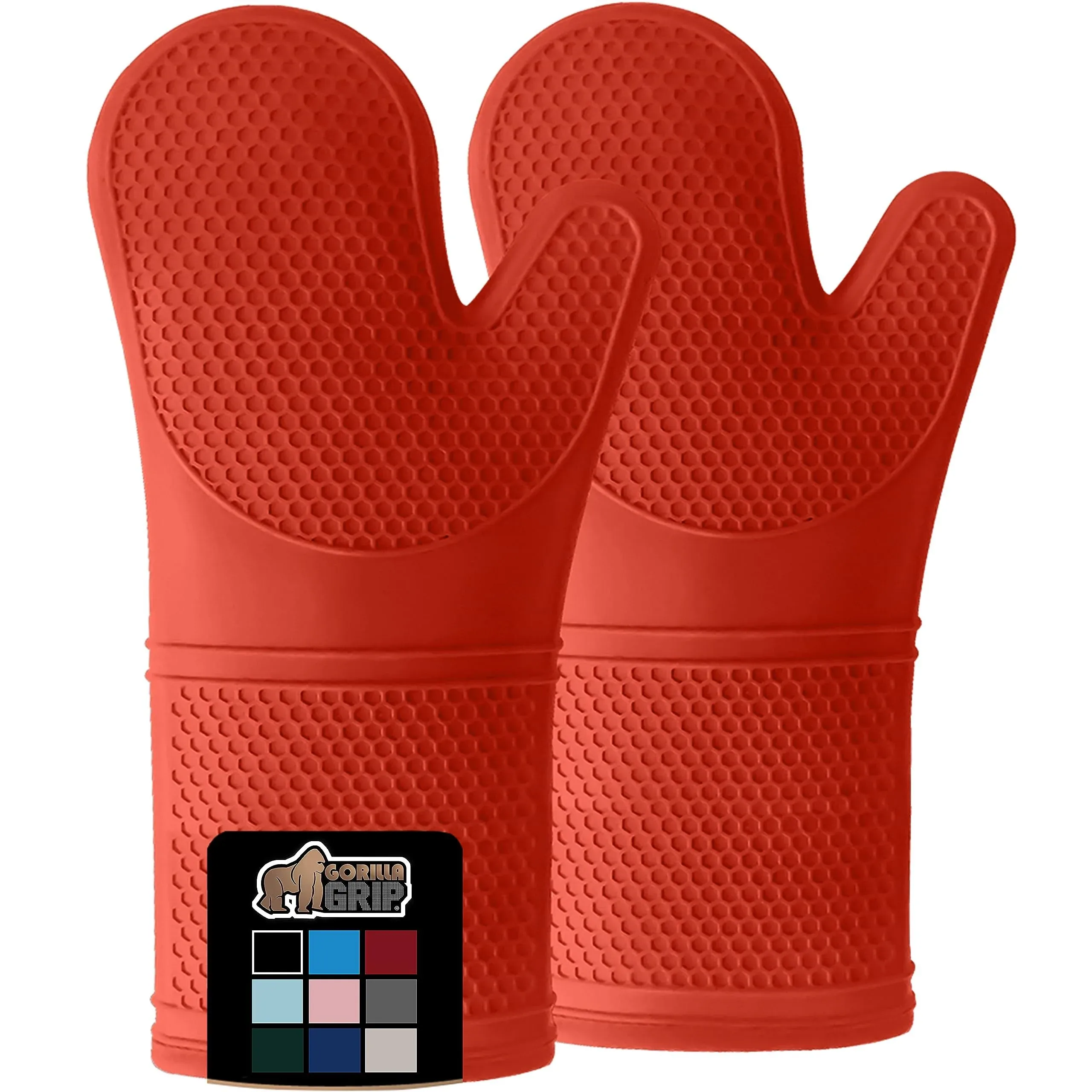 Gorilla Grip Heat and Slip Resistant 4 Piece Silicone Oven Mitt and Trivets Set,