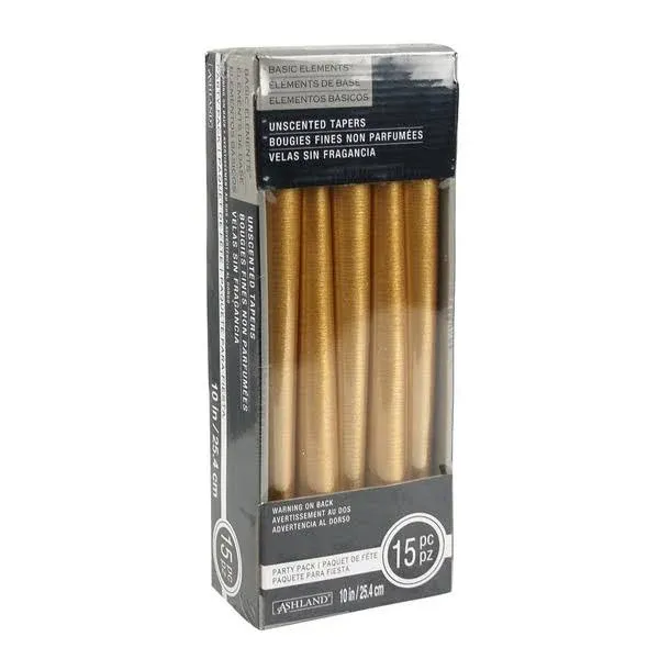 Ashland Basic Elements Gold Unscented Tapers - 15 ct