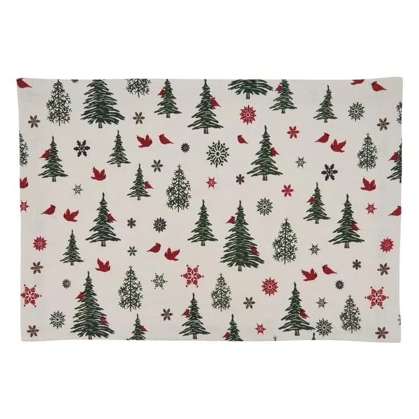 Holiday Placemats With Christmas Tree & Snowflakes Design