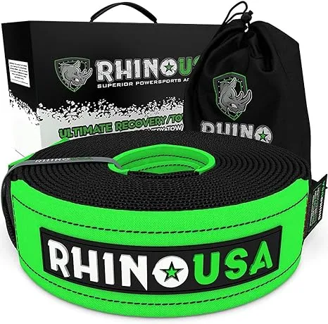 Rhino USA Recovery Tow Strap 4in x 30ft Black