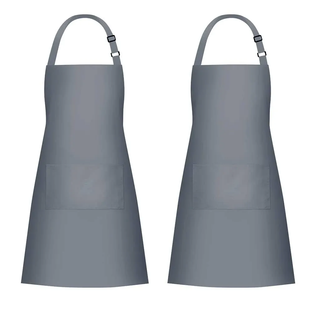 Jubatus 2 Pack 100% Cotton Aprons with 2 Pockets Cooking Chef Kitchen Adjustable Bib Apron for Women Men