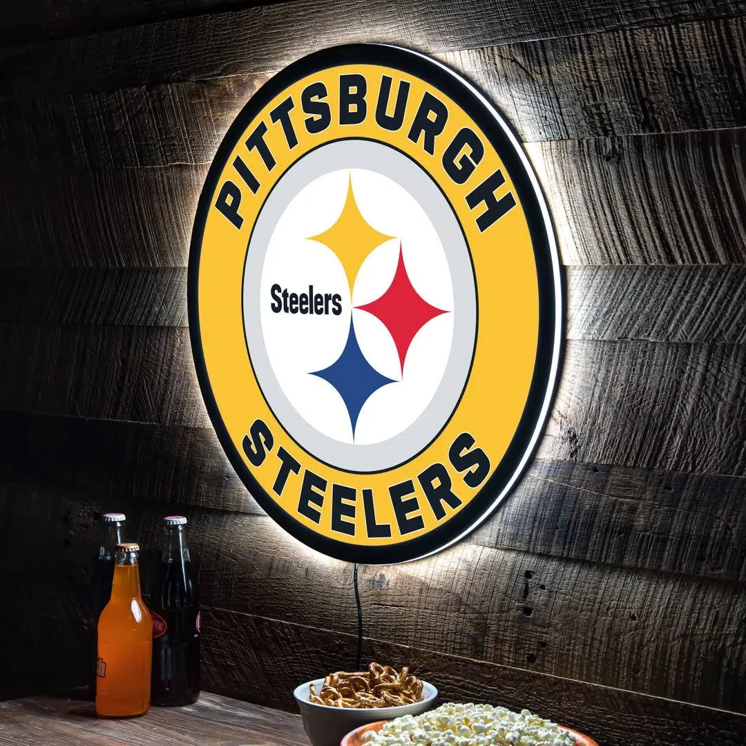 Evergreen Pittsburgh Steelers Round LED Lighted Sign