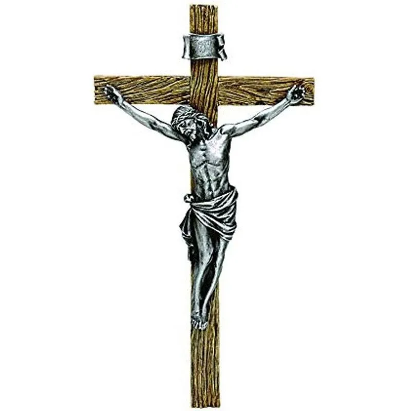 Wall Crucifix Antique Silver 20"