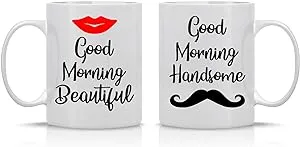 Good Morning Beautiful Good Morning Handsome 11oz Ceramic Coffee Mug Couples Set