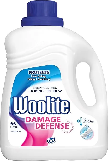 Woolite Damage Defense Liquid Laundry Detergent, 66 Loads, Regular and HE Washers, 100 Fl Oz, Packaging may vary