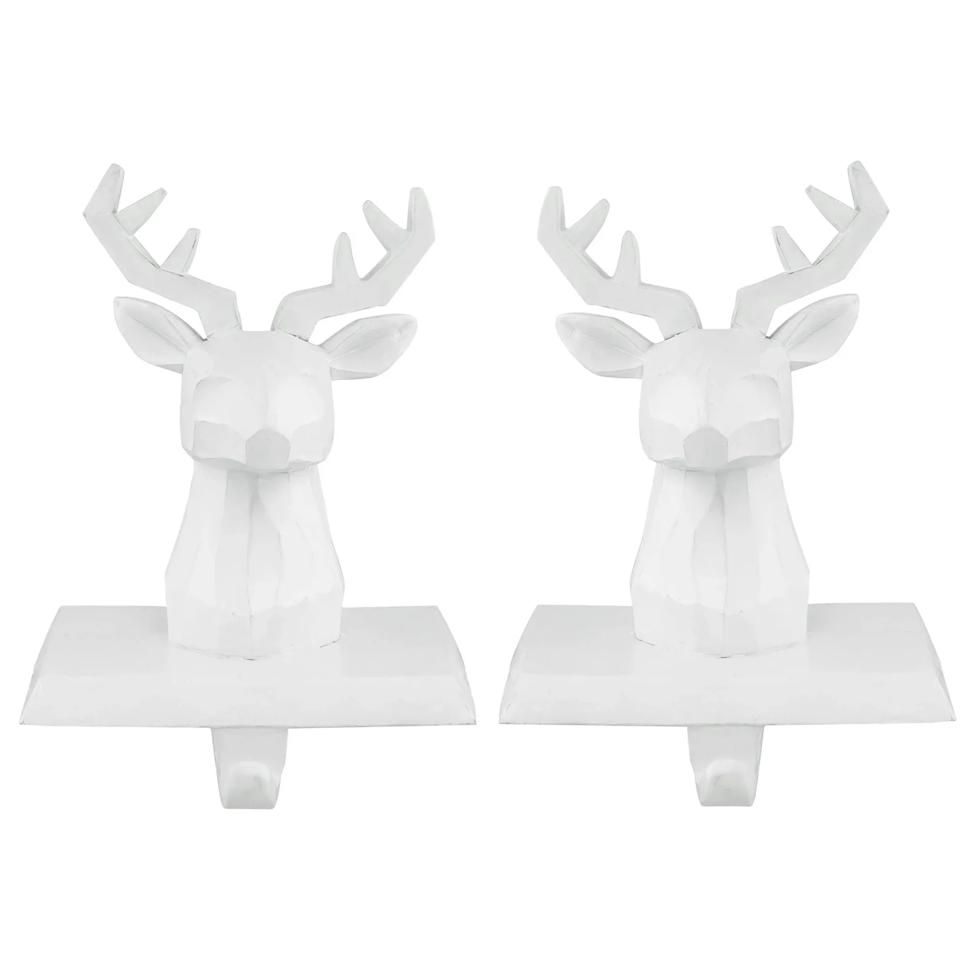 Northlight Set of 2 White Reindeer Head Christmas Stocking Holders 6"