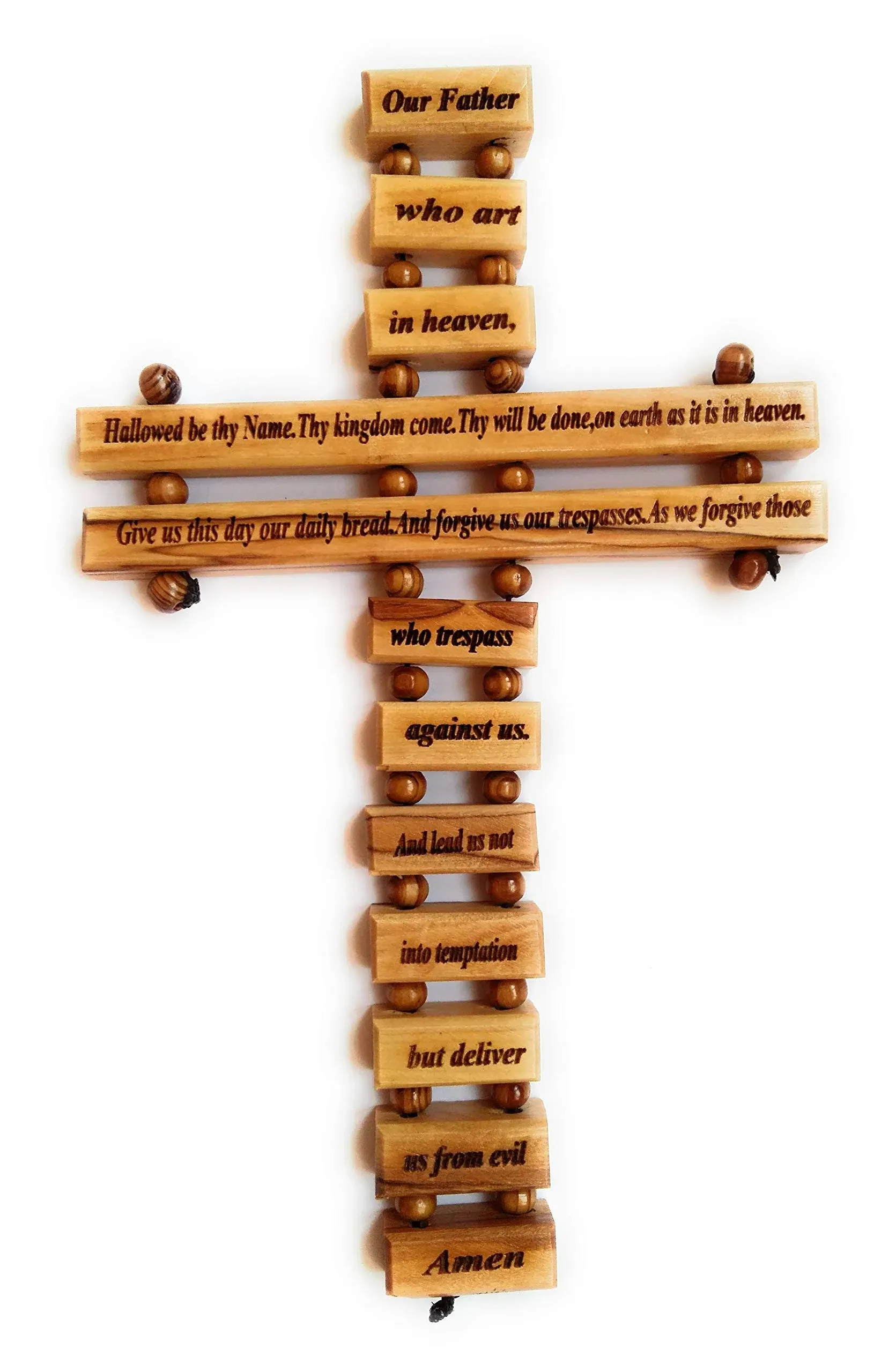 Olive Wood Large Wall Decor Cross (9 Inches) with Lord&#039;s English_9 in_23 cm