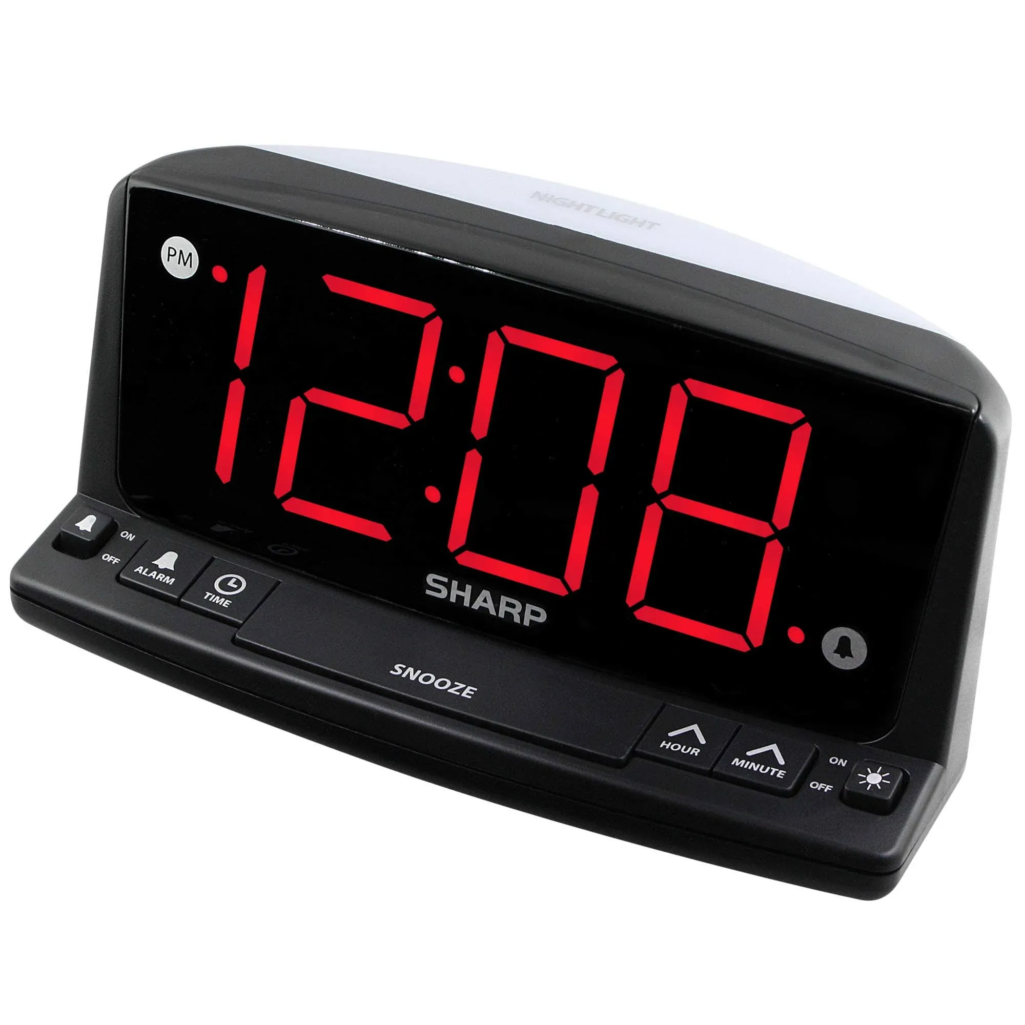 Sharp LED Digital Alarm Clock - Simple Operation - Easy to See Large Numbers, Built in Night Light Blue Digit