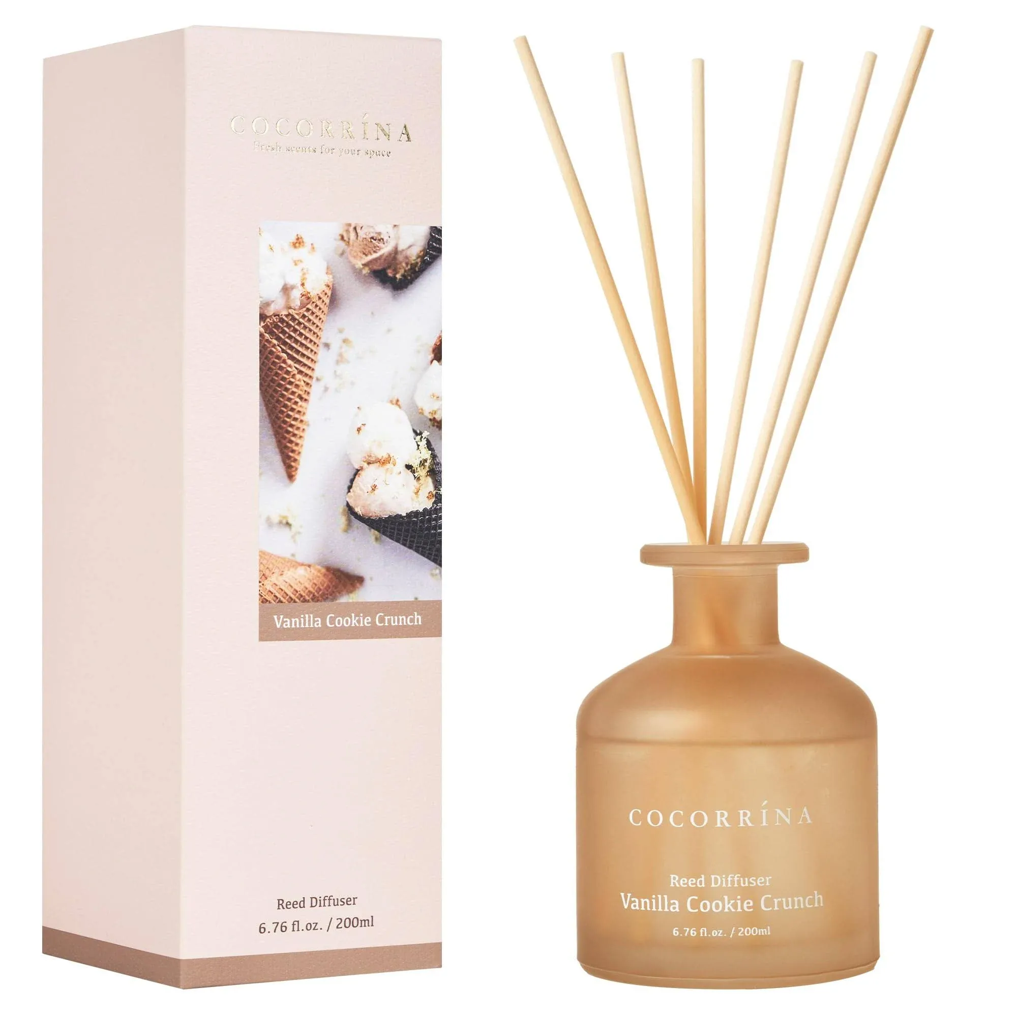 Cocorrína Reed Diffuser - Vanilla Cookie Crunch 6.76oz Diffuser with 8 Sticks ...