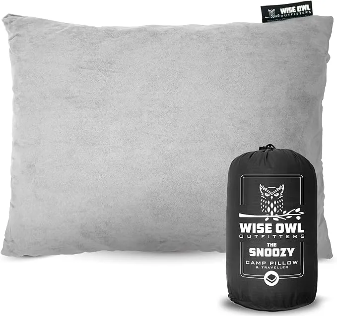 Wise Owl Outfitters Essentials Airplanes, Camping, and Travel-Memory Foam Washable Pillow-Small, Medium (Pack of 1), Grey