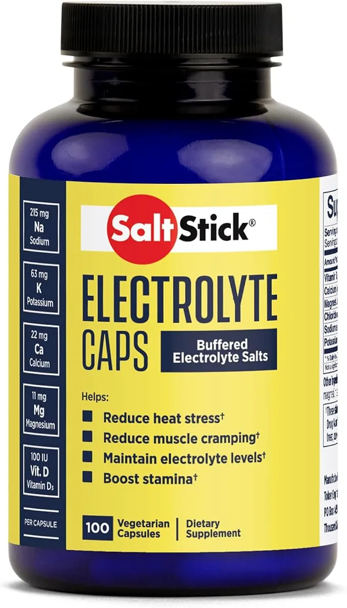 SaltStick Caps, Bottle of 100 Electrolyte Replacement Capsules for Rehydration, Exercise Recovery, Youth & Adult Athletes, Hiking, Camping, Hangovers, & Sports Recovery, Gluten Free, Non-GMO