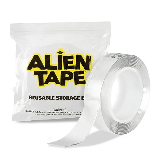 Bell+Howell Alientape Nano Double Sided Tape, Multipurpose Removable Adhesive Transparent Grip Mounting Tape Washable Strong Sticky Heavy Duty for