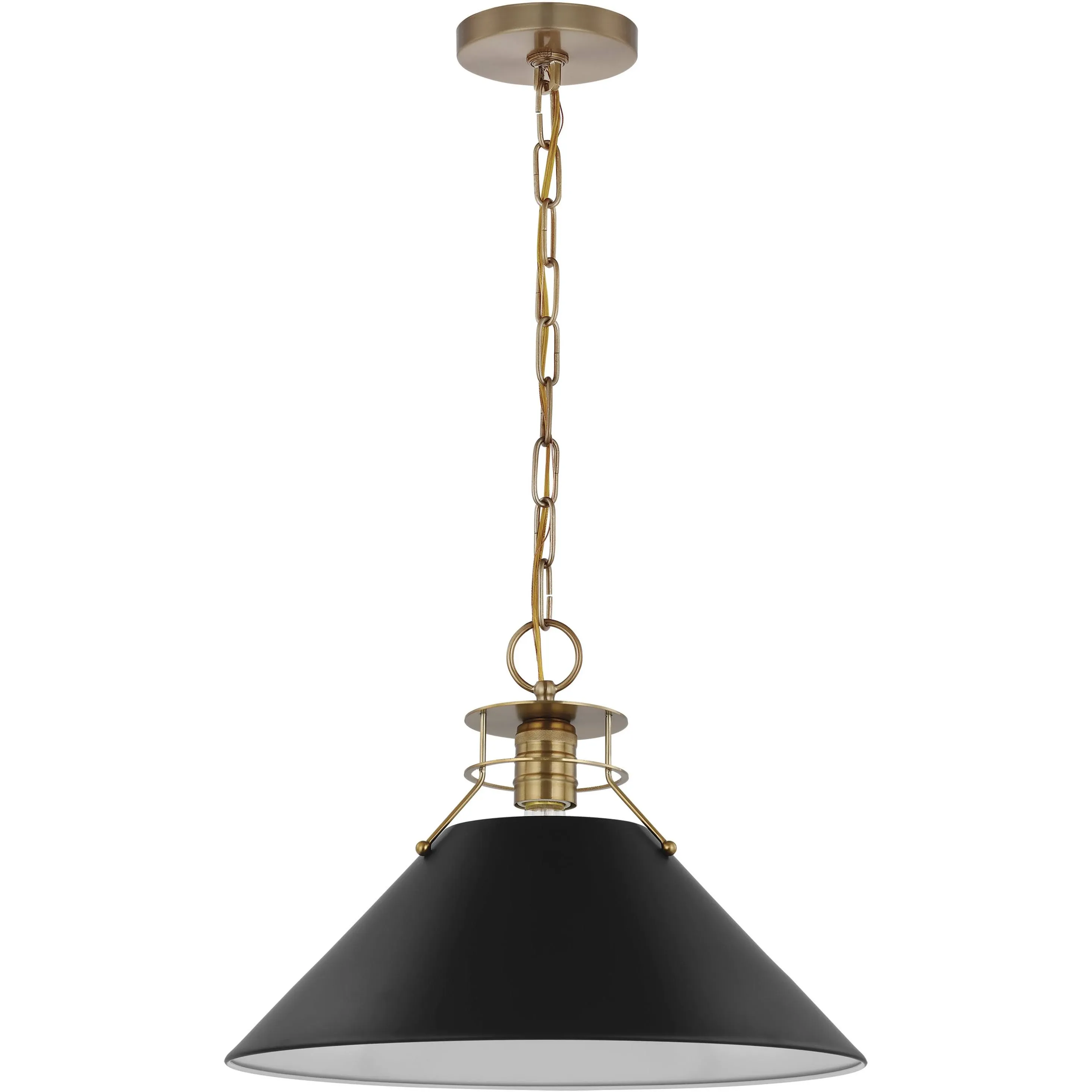 Outpost 1 Light 17 inch Matte Black/Burnished Brass Pendant Ceiling Light