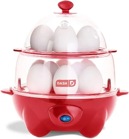 DASH Deluxe Rapid Egg Cooker for Hard Boiled, Poached, Scrambled Eggs, Omelets, Steamed Vegetables, Dumplings & More, 12 capacity, with Auto Shut Off Feature - Aqua