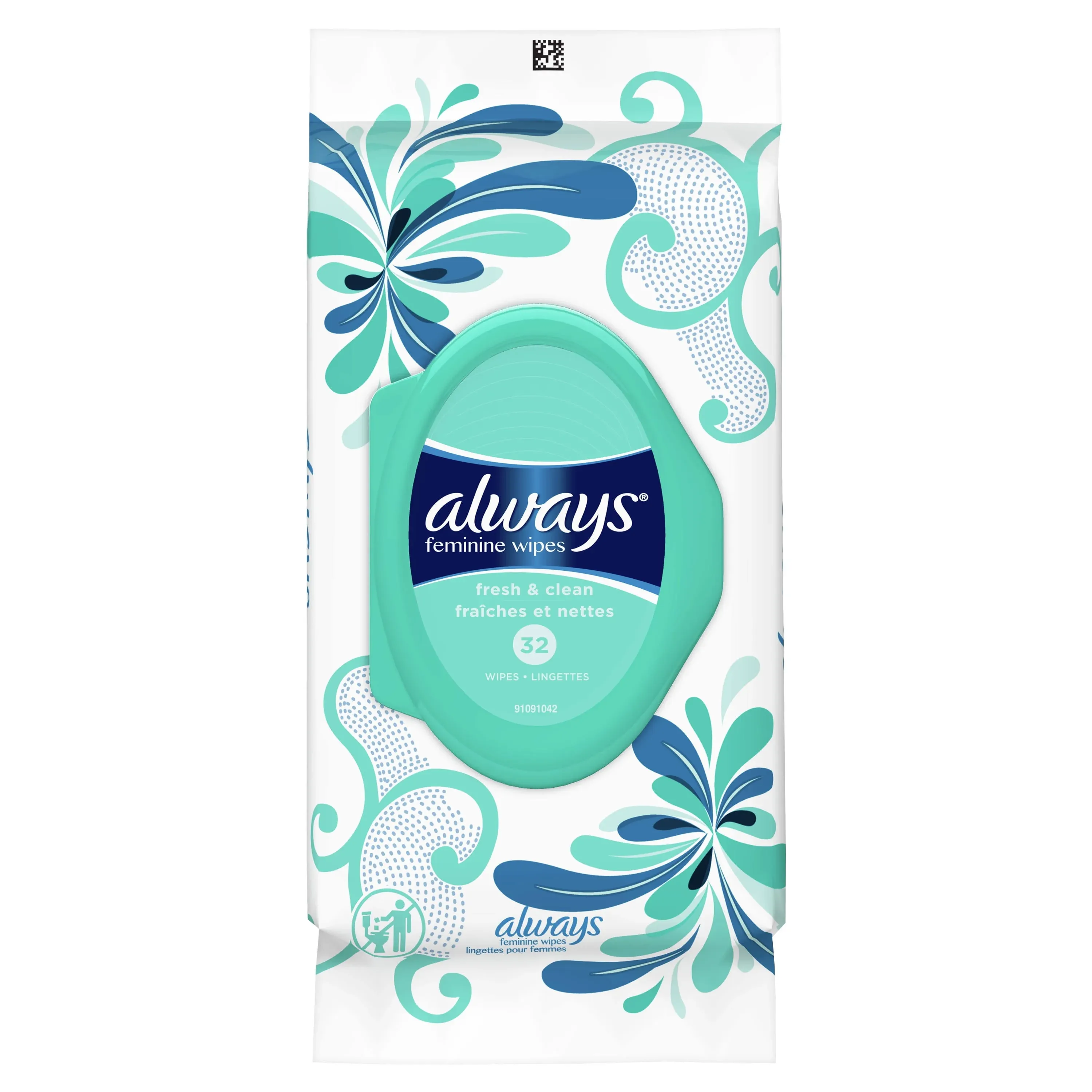 Always Feminine Wipes, Fresh & Clean - 32 wipes