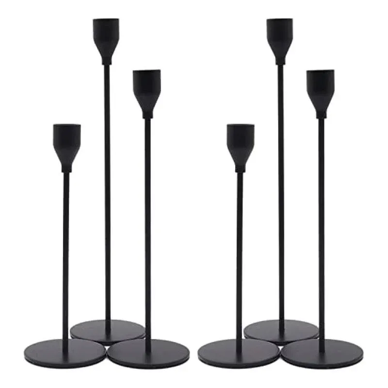 Denique Candlestick Holders 2 Sets, 6 Pcs Matte Black Taper Candle Holders ...