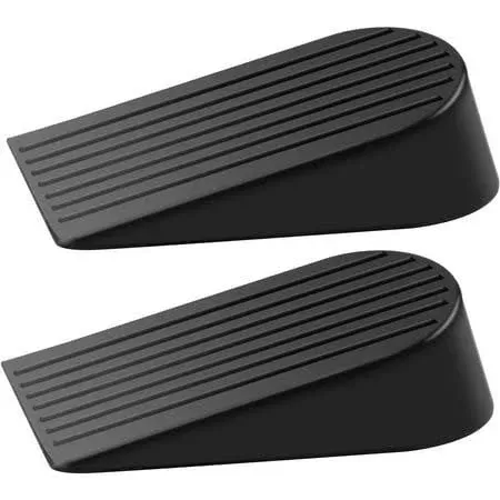 2 Pack Black Extra Large Door Stopper, High 1.9 Inches Big Door Stop for Floor