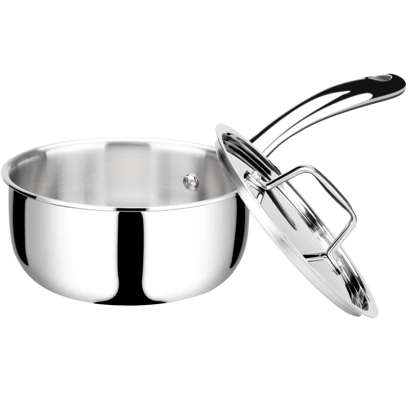 Duxtop Whole-Clad Tri-Ply Stainless Steel Saucepan with Lid, 1.6 Quart, Kitchen