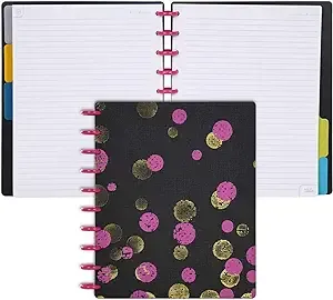 Talia Discbound Notebook, Bounce Maroon w/Pink Discs, Midsize