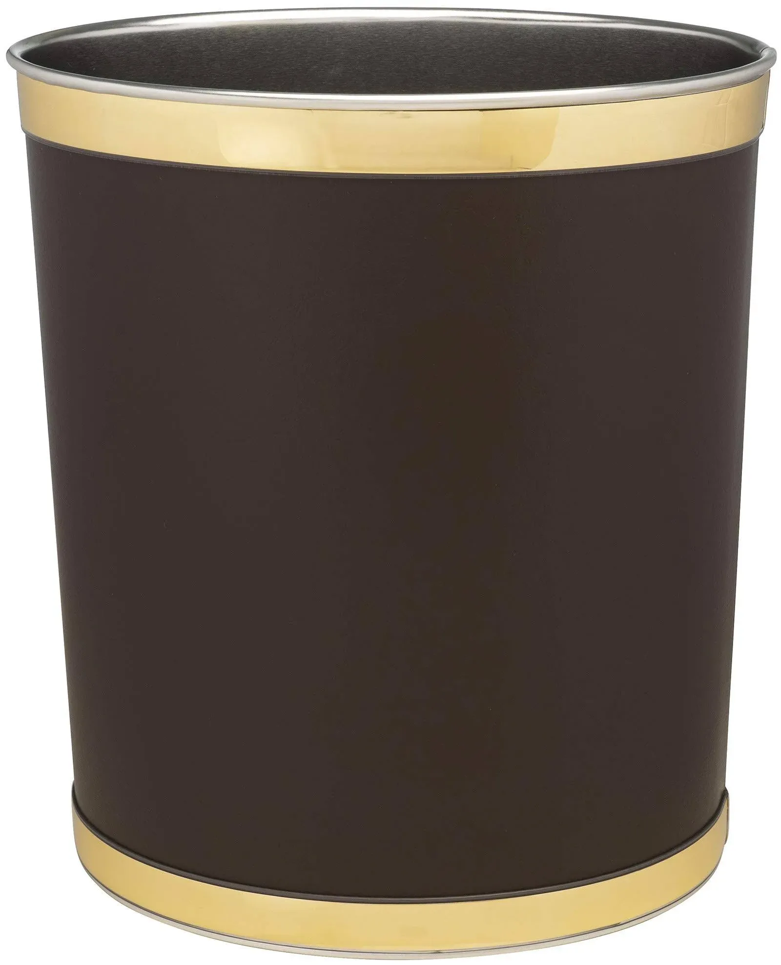 Stephanie Imports Made in USA 5-Gallon Sleek and Stylish Vinyl Mylar Waste Basket (13" X 11") (Faux Brown Leather)