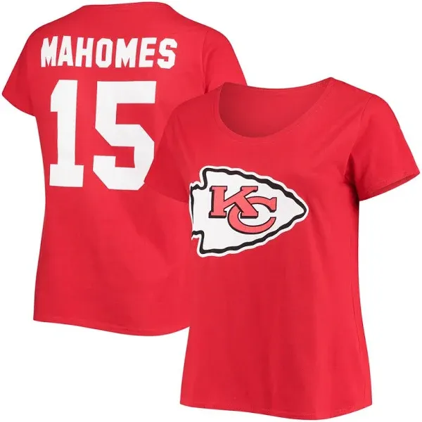 Patrick Mahomes Red Kansas City Chiefs Plus Size Fair Catch Name & Number V-neck T-shirt