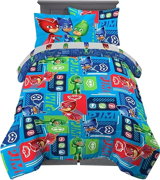 Franco Kids Bedding Super Soft Comforter and Sheet Set with Sham, 5 Piece Twin Size, PJ Masks