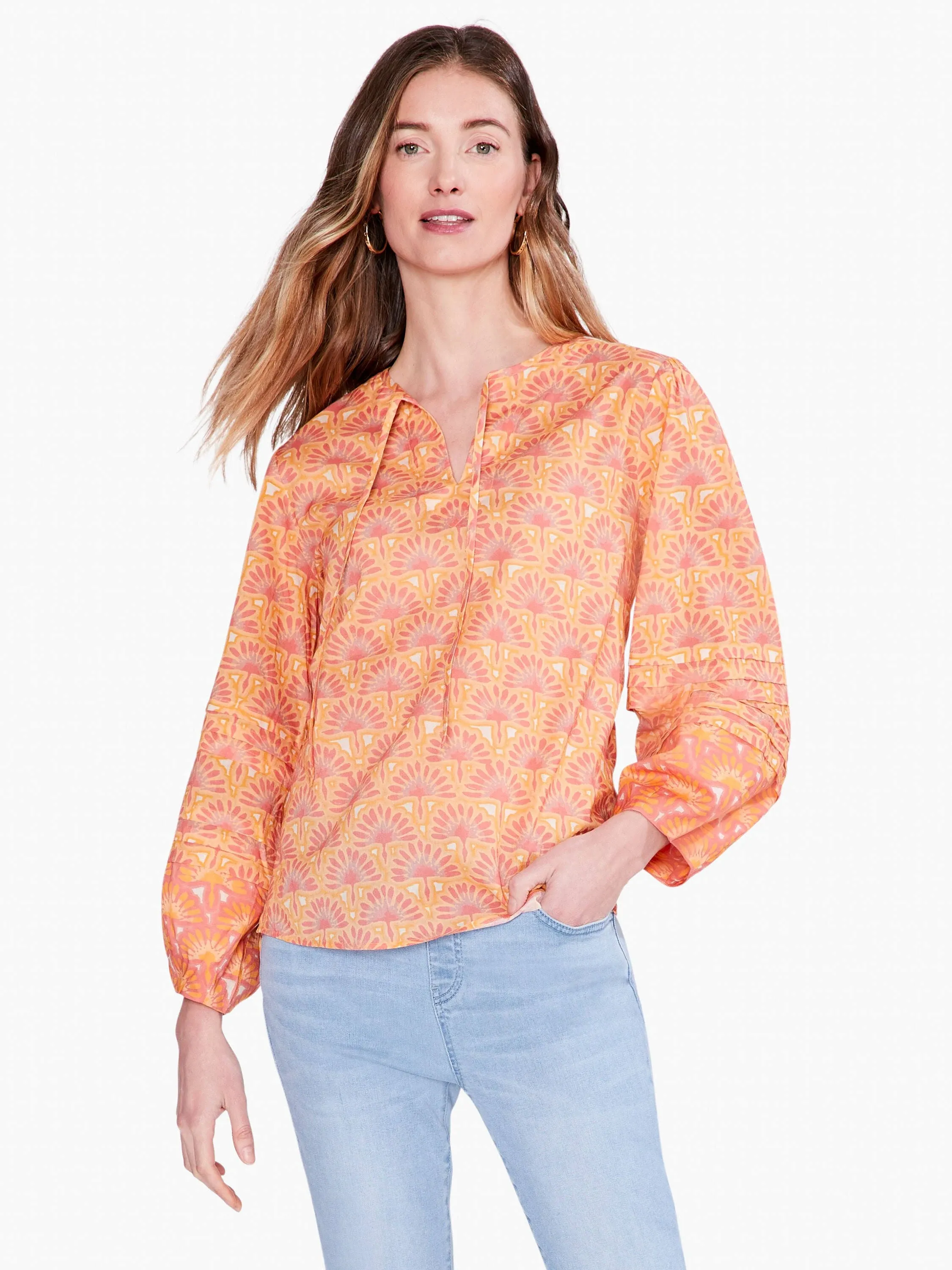 Nic+Zoe Swan Rays Top - Orange - Medium