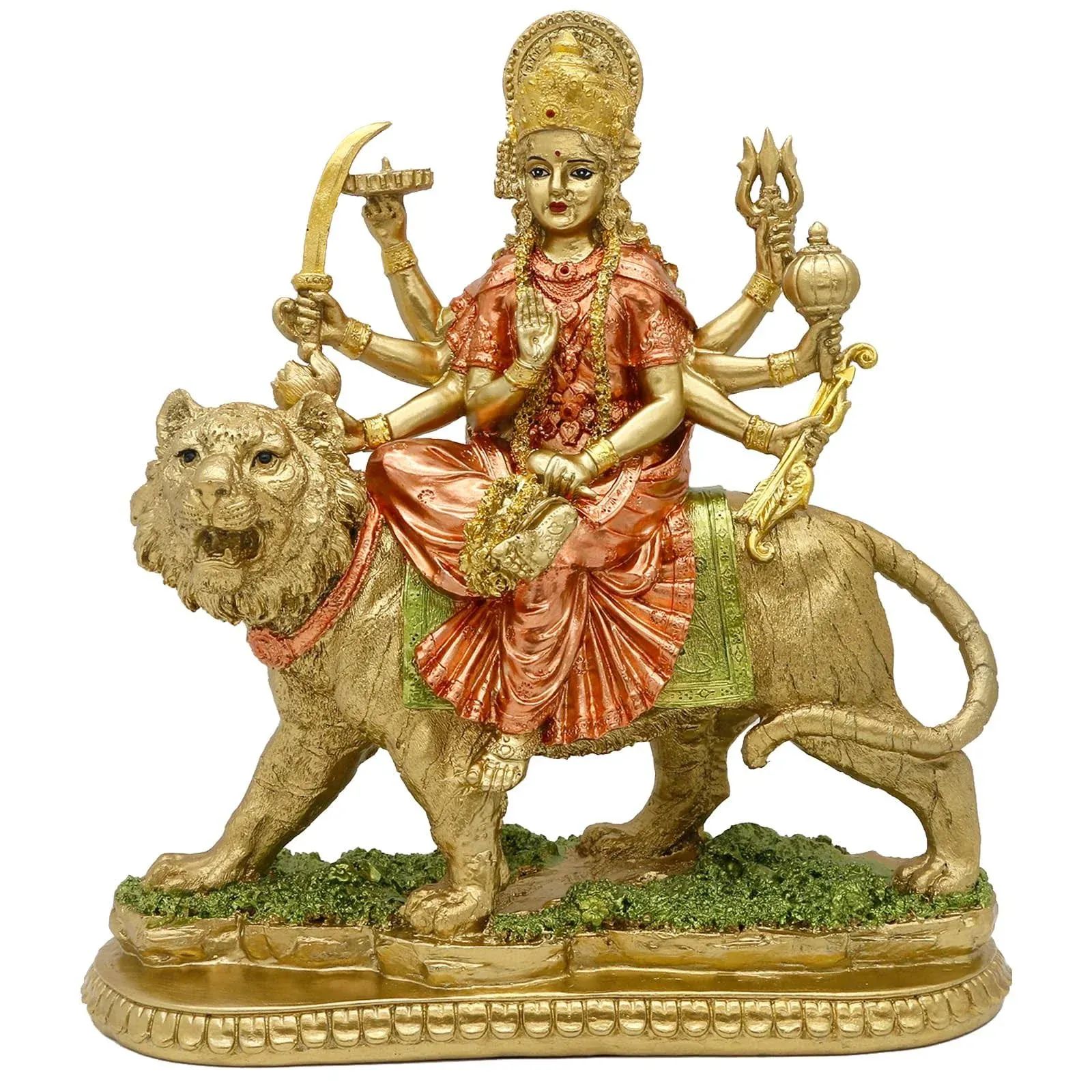 Hindu Goddess Lord Durga Statue - India God Antique Gold Durga Murti Idol Hom...