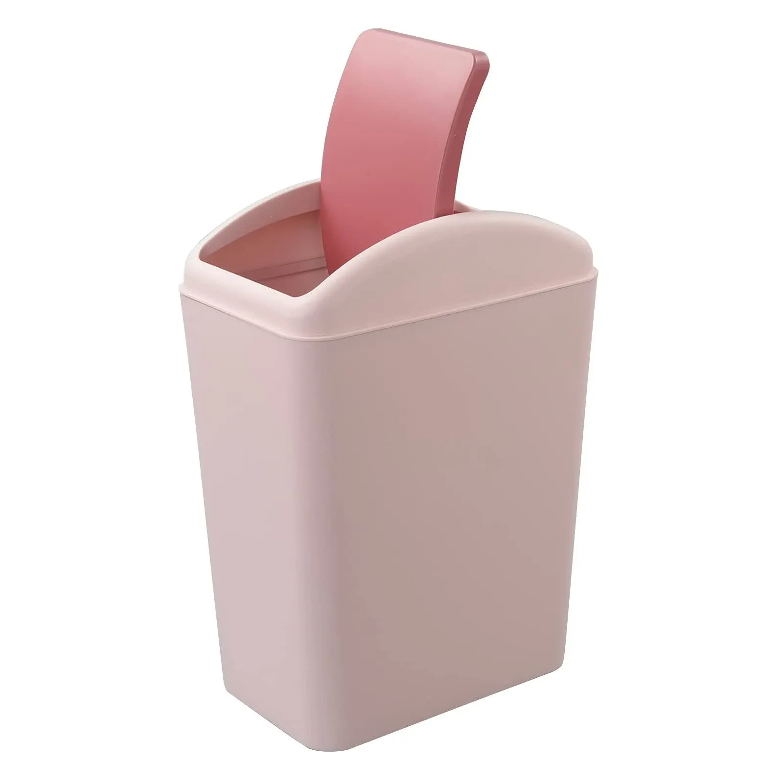 Kekow 1.5 Gallon Small Plastic Trash Can, Swing Lid Waste Can, Pink