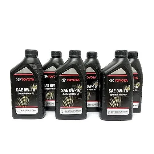 Toyota Genuine SAE 0W-16 Synthetic Motor Oil Pack of 6 (6 x 1 U.S QUART)