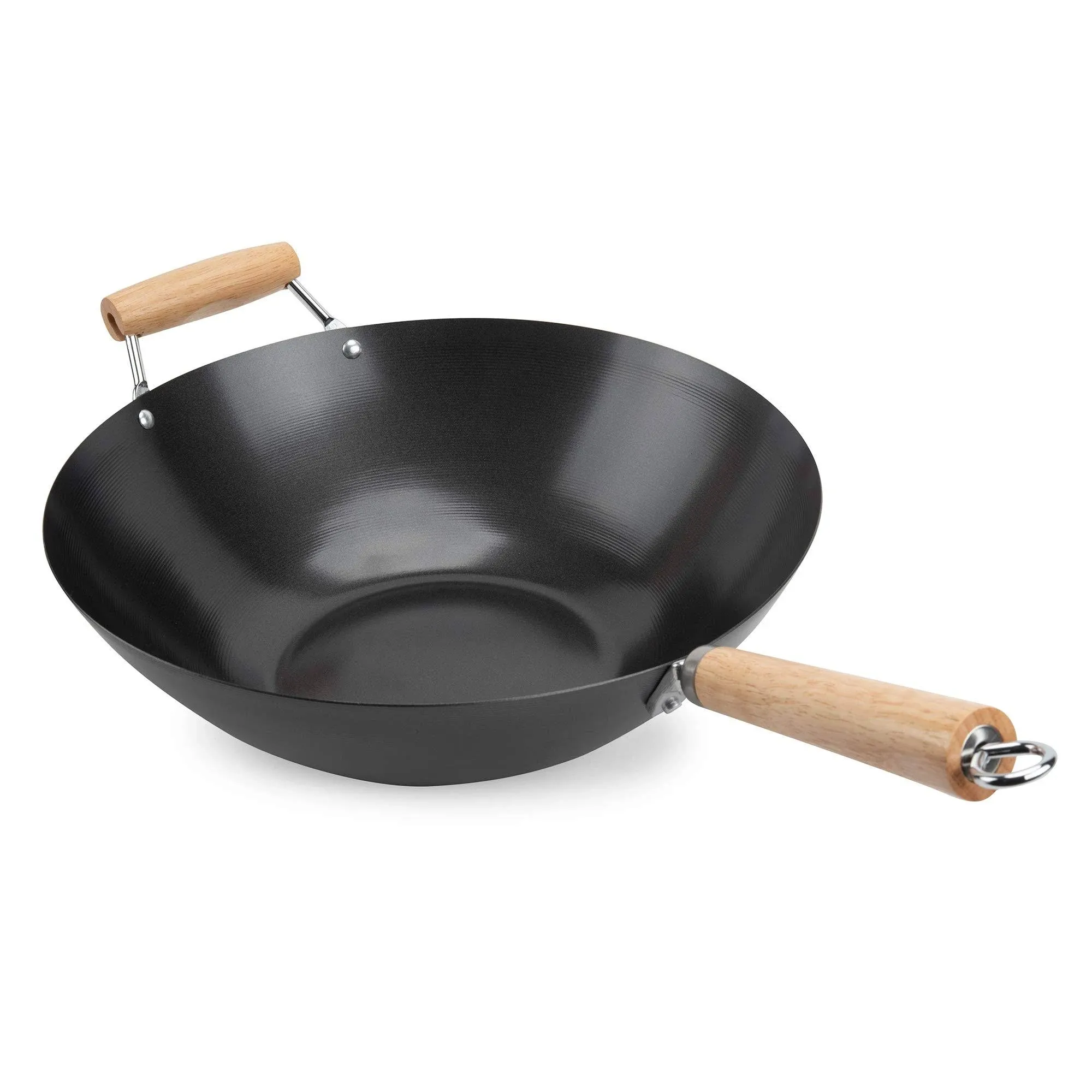 Aroma Housewares 14" Heavy Duty Carbon Steel Cookware (ANW-102) Non-Stick Wok, Black