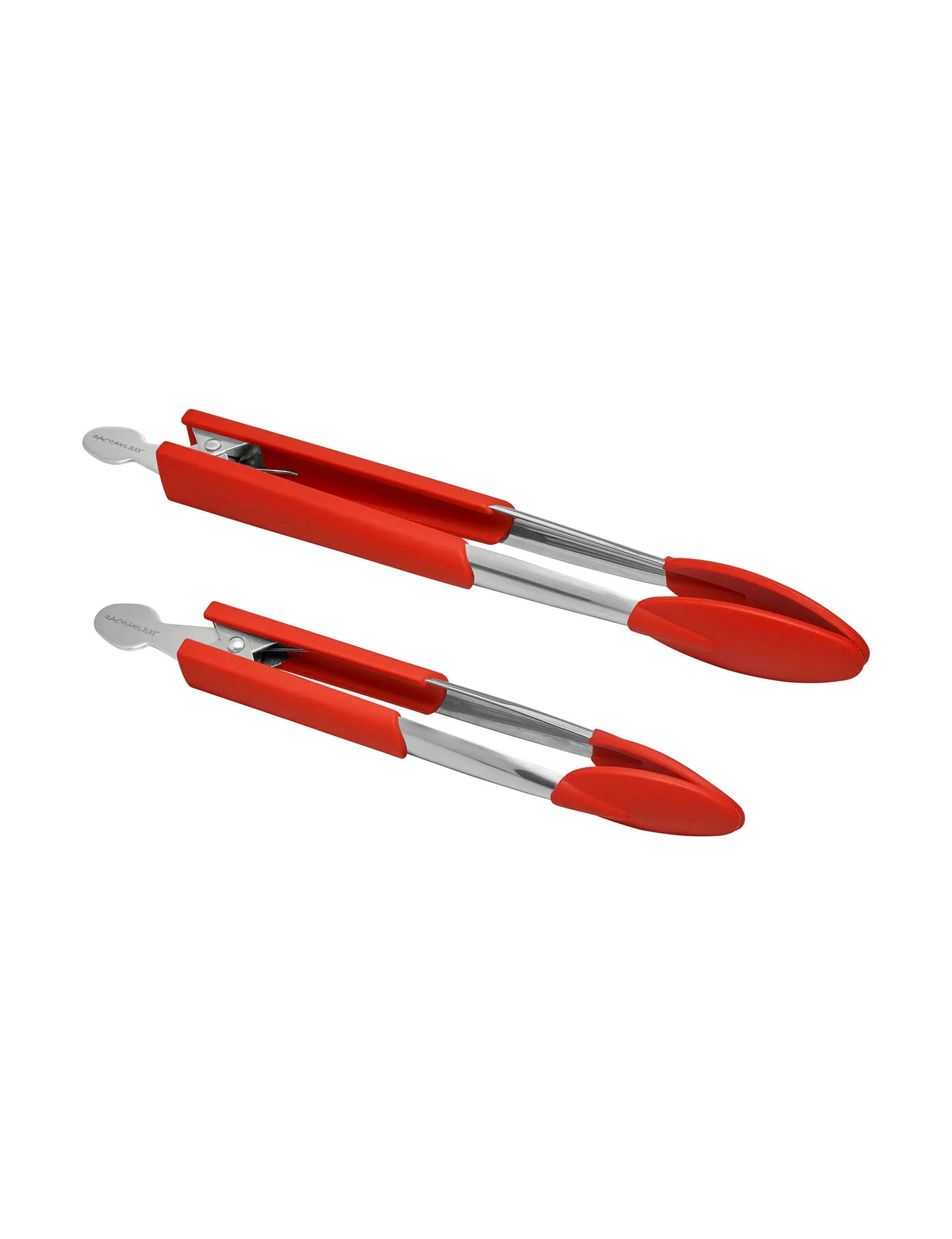 Rachael Ray Lil' Huggers Dishwasher Safe Lazy Locking Cooking Tongs / Salad Serving Tools / Multi Purpose - 2 Piece, Red