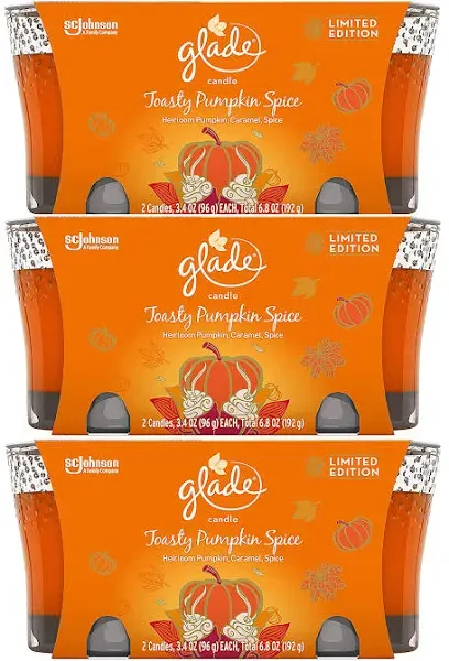 Glade Jar Candle Air Freshener, Limited Edition, Toasty Pumpkin Spice, 6 Candles ...