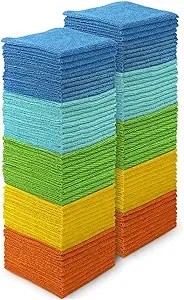 AIDEA Microfiber Cleaning Cloths-100PK, Soft Absorbent Cleaning Rag, Lint-Free, Microfiber Cloth for Home, Kitchen, Car, Window (12in.x12in.)